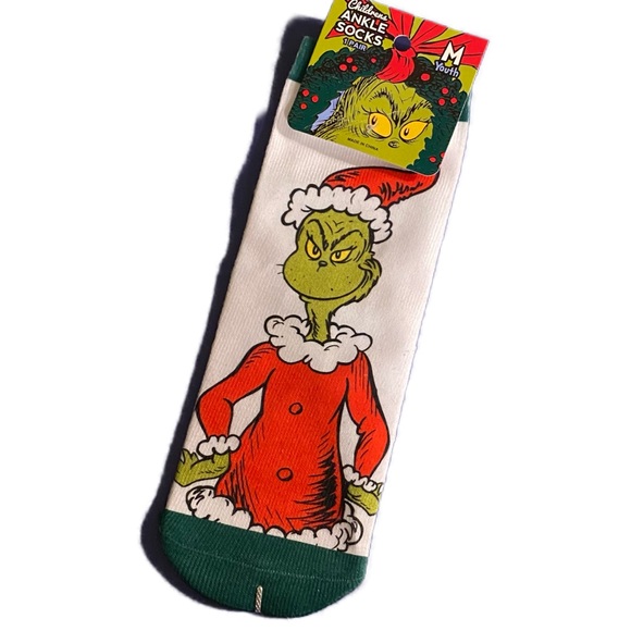 New Kids Naughty Nice Grinch Socks Words on Bottom - Picture 6 of 7